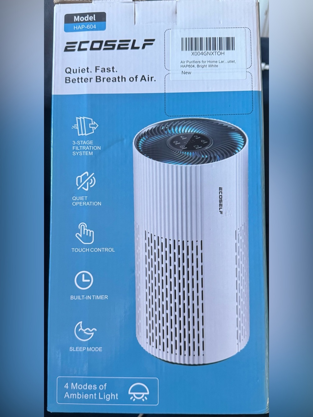 Black Circular Air Purifier / Fan with Blue Accent